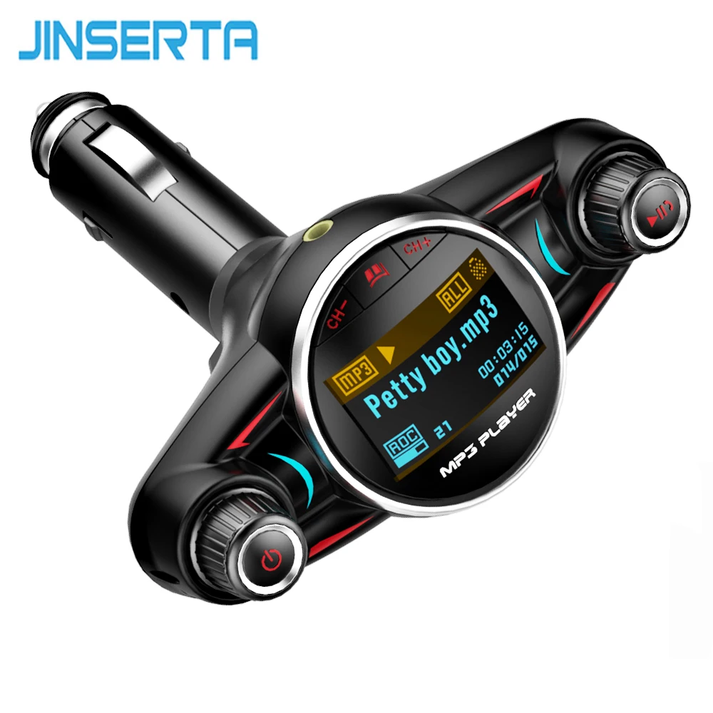 Автомобильный FM модулятор JINSERTA Bluetooth комплект громкой связи TF USB AUX аудио mp3 плеер