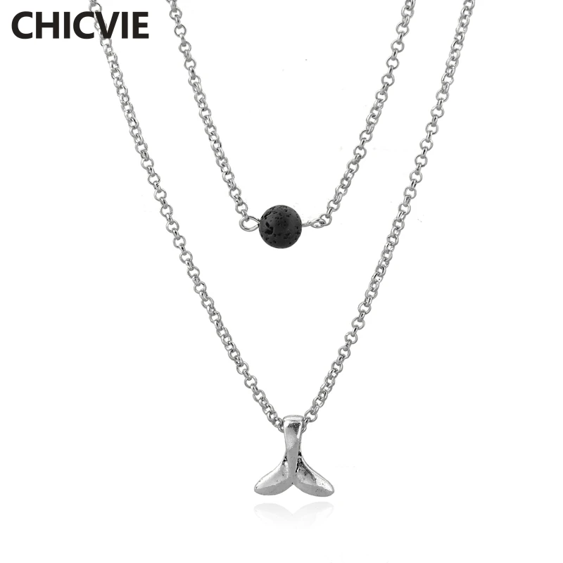 Ожерелье CHICVIE с китайским хвостом серебряные ювелирные изделия Двухслойное