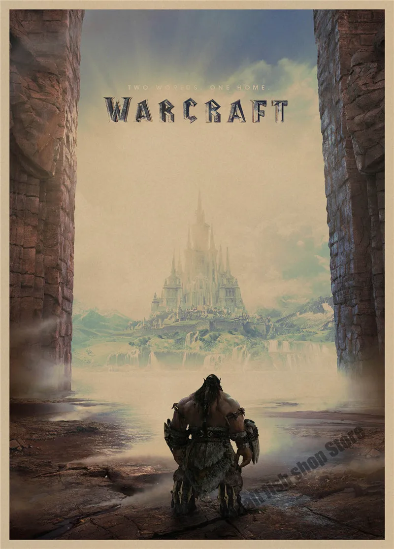 Warcraft ретро плакат, крафт-бумага, бумага для бара, кафе, домашний декор, настенная роспись