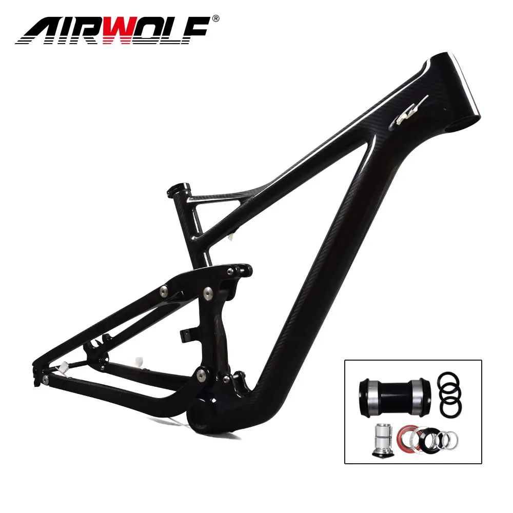 Airwolf 29er полная подвеска рама карбоновая для горного велосипеда в шоке 190*51 мм путешествия 122 мм Максимальный размер шин 2,4 ''Enduro 29er MTB рама