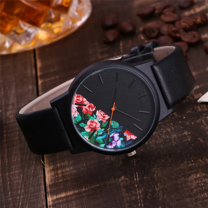 Оригинальные кожаные часы 2018 роскошные Премиум с цветочным узором повседневные