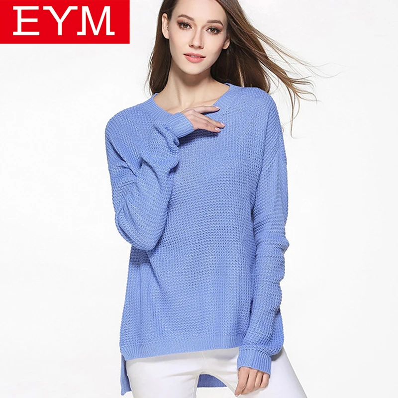 Fashion Women Sweaters Pullovers Long Knitted Female Sweater Lady Simple Loose O-Neck Knitwear Sleeve Jersey Plus Size Tops | Женская