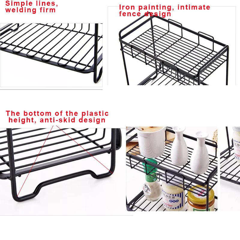 2 слойная железная стойка для хранения специй держатель приправ корзина