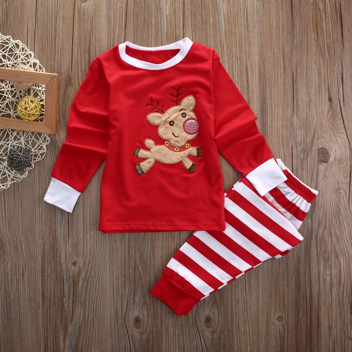Комплект детской одежды детские рождественские штаны в полоску с Санта Клаусом