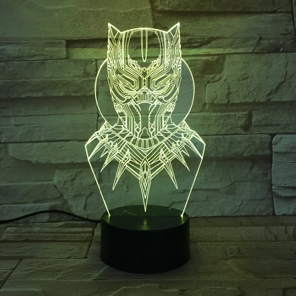 3D LED черный пантера ночной Светильник USB сенсорный светящийся супер герой Тор