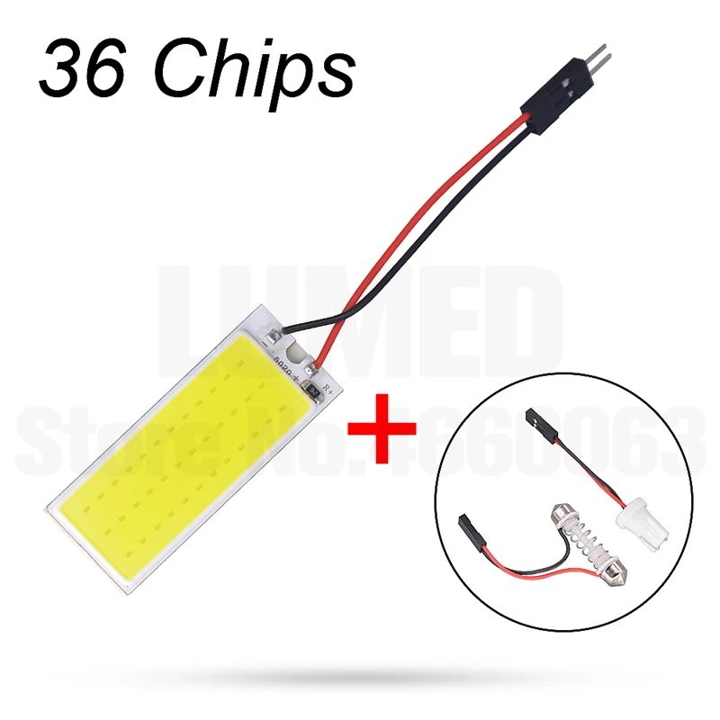36 Chip 100 набор T10 светодиодный W5W C5W светодиодный автомобильный фонарь 18 24 36 48 чипов авто интерьерная купольная лампа для чтения фестон 2 адаптера - Испускаемый цвет: 36 Chip