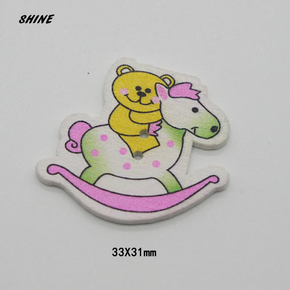 Блестящие деревянные пуговицы для шитья скрапбукинг лошадка-качалка разные на