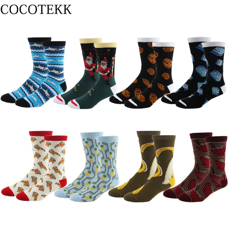COCOTEKK новые цветные модные носки из чесаного хлопка мужские с ананасом пиццей