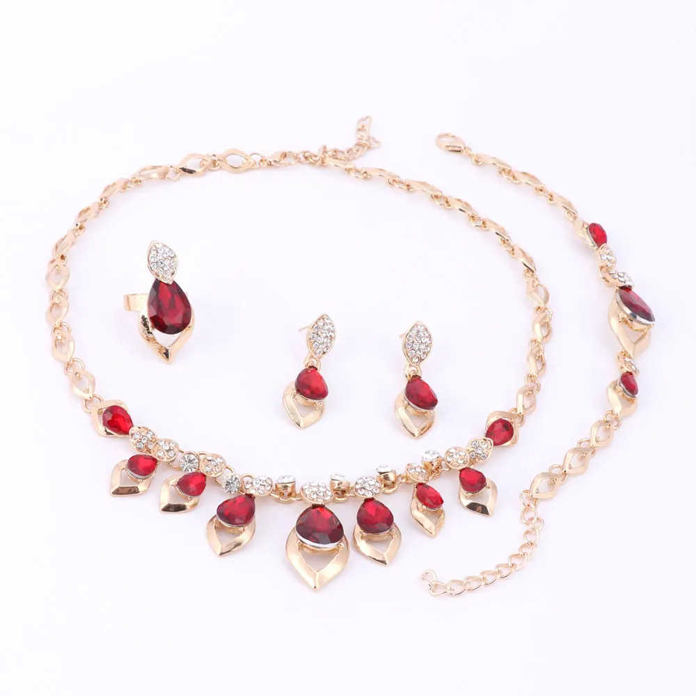 Комплект из колье серёг браслета и кольца с кристаллами | Украшения аксессуары