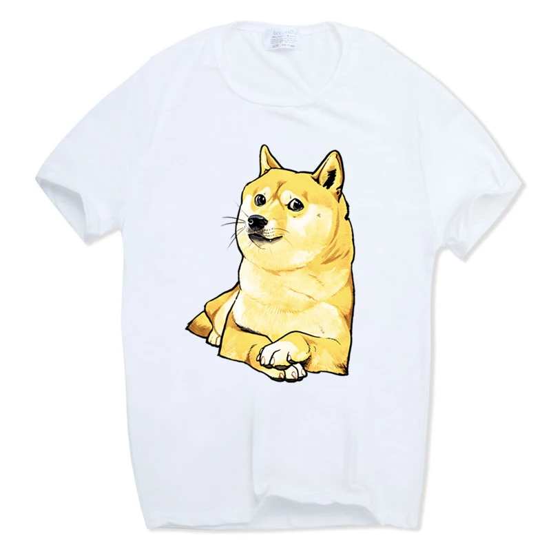 Мужская и женская футболка с принтом Doge Deus God dogshibaba Inu белая коротким рукавом