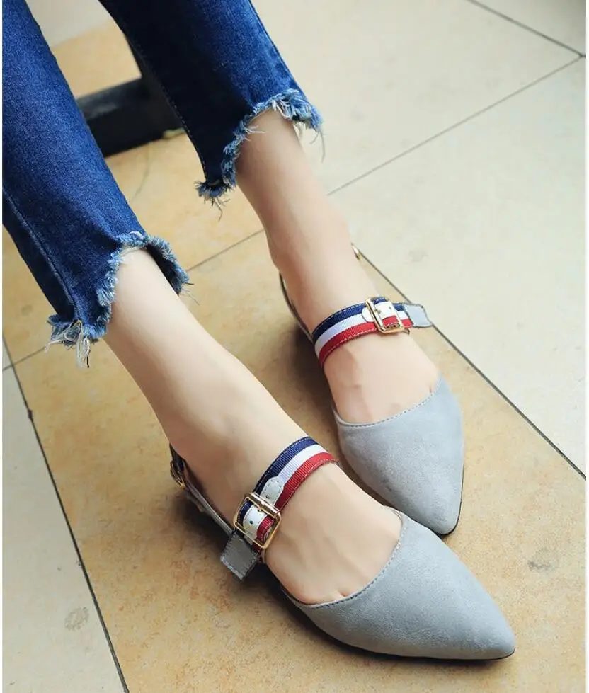 Spring 2019 Flat Women's Shoes Pointed Toe Shallow Buckle women Casual shoes woman K744 | Обувь
