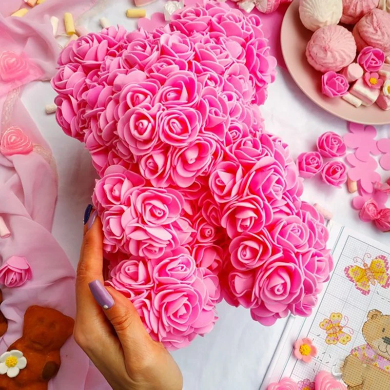 DIY Роза аксессуары в виде мишки мешок пены медведь плесень 200 шт PE искусственные розы цветок головы Роза медведь собака удачи плесень