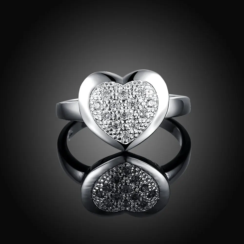 Кольцо в виде сердца ювелирные изделия микро проложить посеребренные кольца для