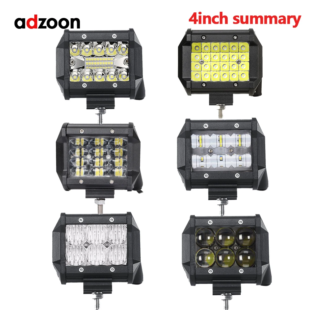 ADZOON 4 дюймов Quad Row Тройной Ряд 9D 5D 4D светодио дный светодиодный свет бар для