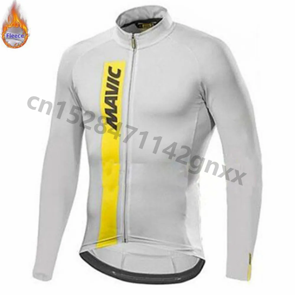 Mavic Winter Men's Cycling Jersey Long Sleeve Set Thermal Fleece MTB Bike Clothing triathlon Maillot Ropa Ciclismo Hombre