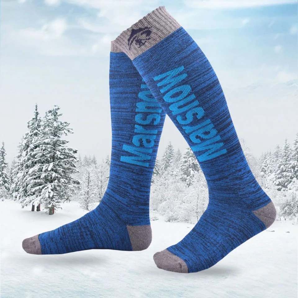 Профессиональные теплые мужские зимние термоноски до колен лыжные носки