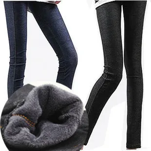 

2016 free shipping women's denim trousers plus velvet thickening leggings women plus size warm boots pants autumn winter legging