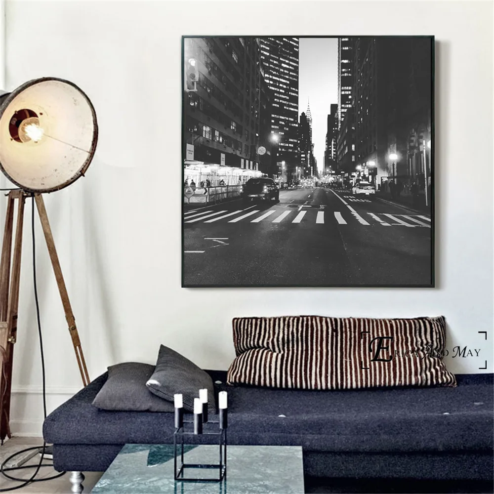 Черный и белый городской уличный плакат печать холст искусство живопись