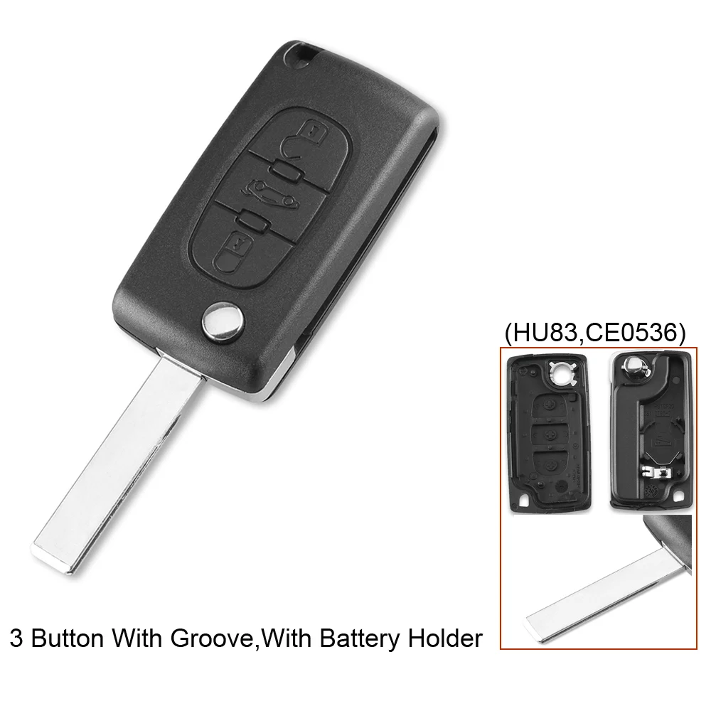 Dandkey 3 Кнопка флип чехол для ключей Shell Peugeot 307 308 407 607 с лезвием groove|buttons buttons|buttons 3button
