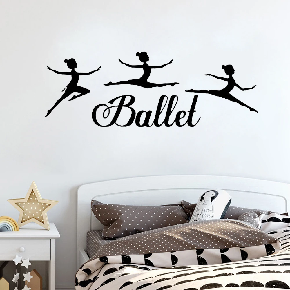 

Ballet Dancing Girls Silhouette Wall Decal Bedroom for Kids Rooms Dance Room Decor Stickers Girl Gifts Ballerina Art Mural D637