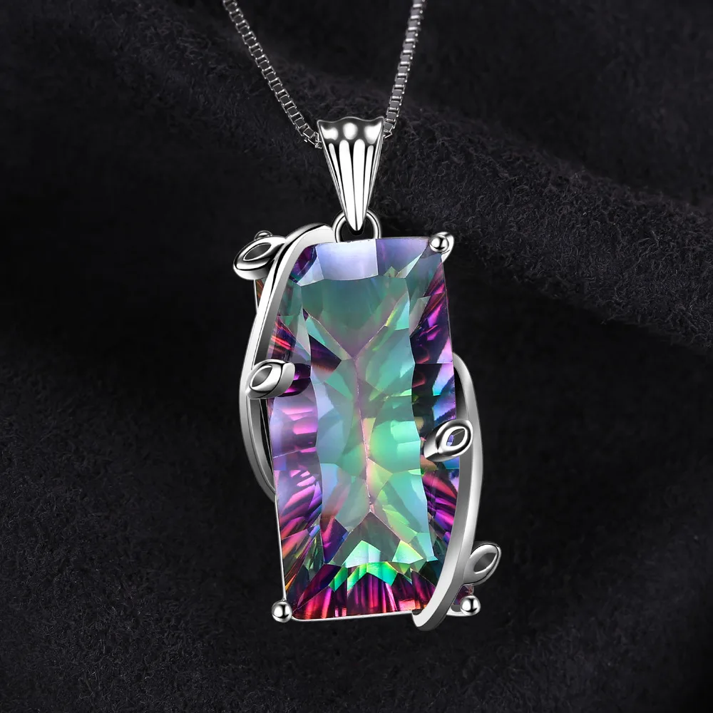 JPalace 16ct Rainbow Mystic Topaz Pendant Necklace 925 Sterling Silver Gemstones Choker Statement Women No Chain | Украшения и