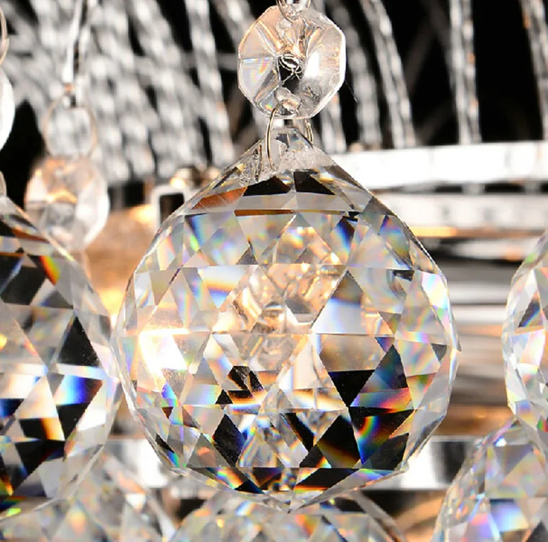 Европейская Люстра для гостиной Круглая Серебряная хрустальная лампа