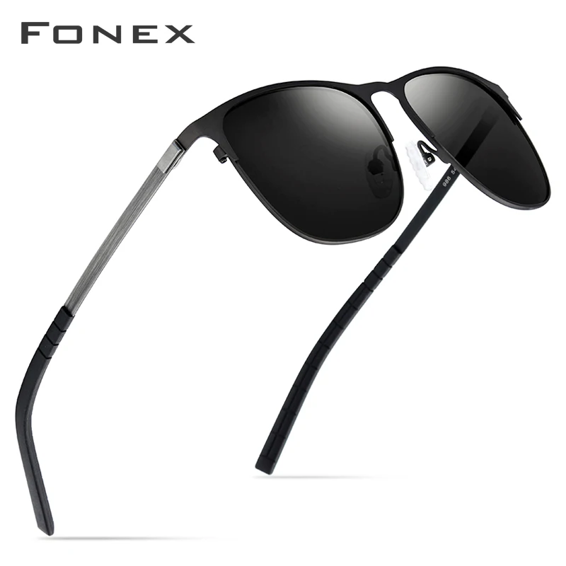 Серый FONEX спортивные уличные солнцезащитные очки из сплава без винтов для вождения мужские брендовые дизайнерские Новые поляризованные солнцезащитные очки для женщин - Цвет линз: Серый
