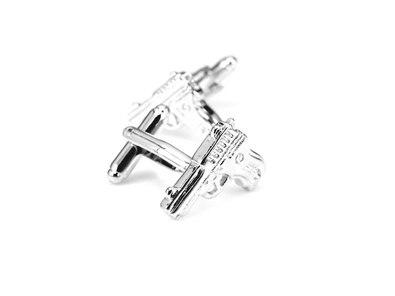 Запонки из серебристого пистолета рубашки квадратные запонки нержавеющей стали