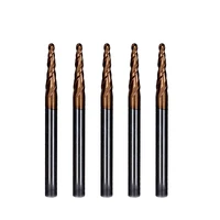 5pcslot r1 0d41550l2f solid carbide 6mm ball nose tapered end mills router bits cnc taper wood metal milling cutter