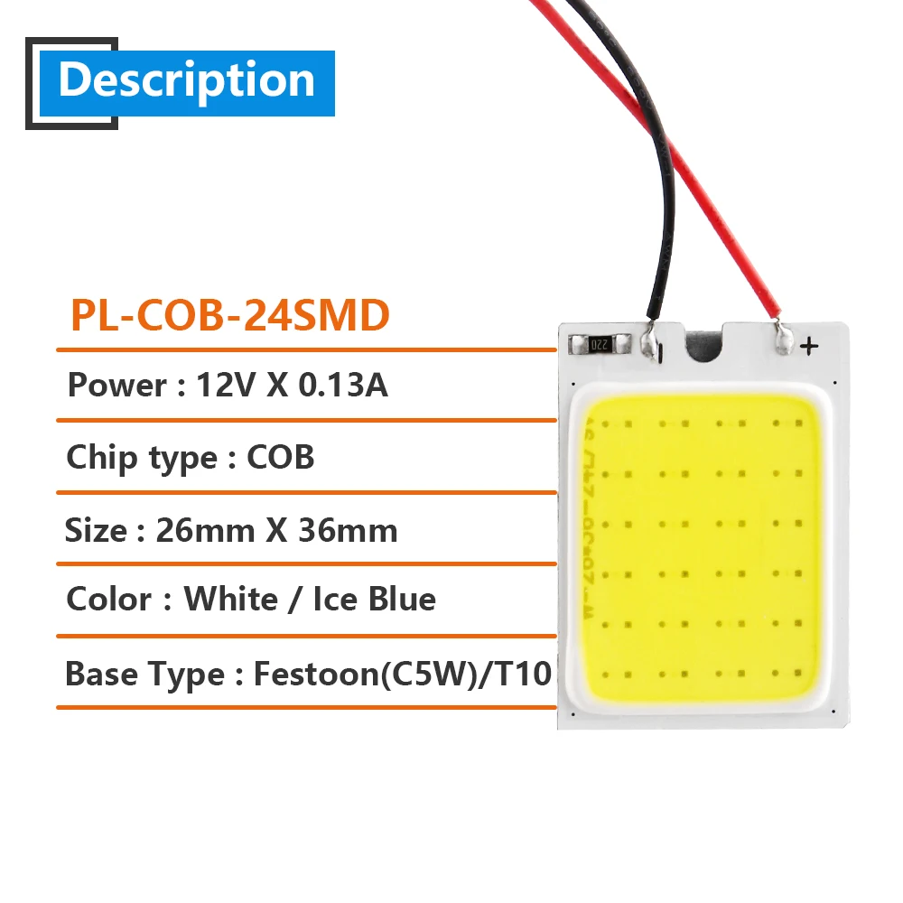 100 шт. 24 SMD COB светодиодный светильник DC12V панели купольная крыша Интерьер Карта