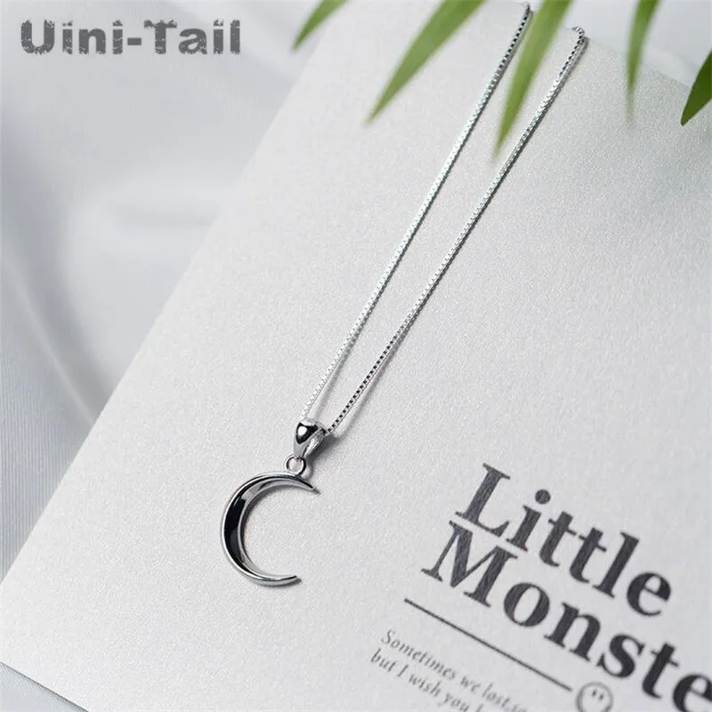 Uini-Tail Горячее предложение, новое корейское короткое ожерелье из стерлингового серебра 925 пробы с милой луной, темпераментная цепочка для ключицы, GN441