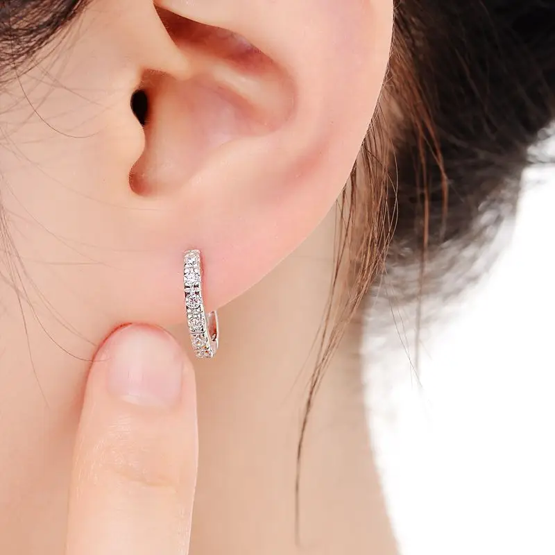 Женские серьги-кольца из серебра 925 пробы с фианитом | Украшения и аксессуары