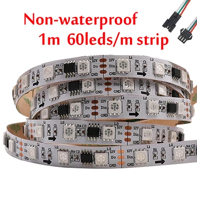 DC12V WS2811 Led RGB полосы с 133 управление 5050 SMD адресуемый 30/60 светодиодов/m Пиксели внешний 1 IC control 3 светодиода 1 м 5m16. 5ft - Испускаемый цвет: 1m 60leds IP30