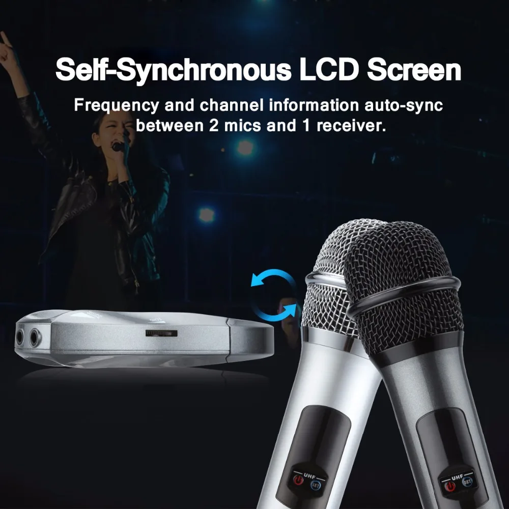 Excelvan K18U профессиональный Bluetooth два ручных микрофона с UHF беспроводной микрофон системы легкий в весе светодиодный дисплей