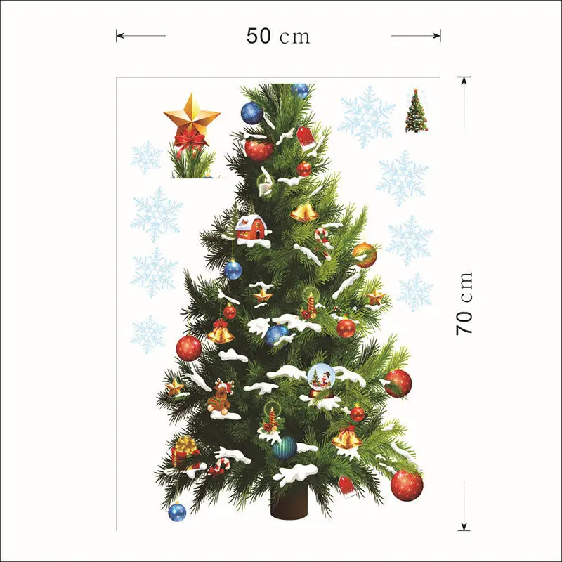 ПВХ наклейка Рождественская елка подарки звезда снежинки наклейки домашний