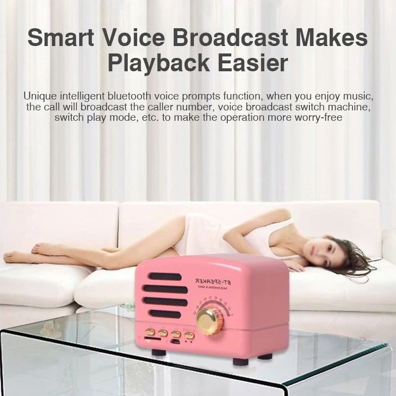 Retro Speaker Subwoofer Bass Mini Bluetooth Outdoor Portable with FM Radio Hands-Free For Phone PC | Электроника