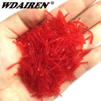 50pcslot lifelike red worm soft bait smell shrimp odor artificial silicone fishing lure bass 2cm simulation earthworm takcle