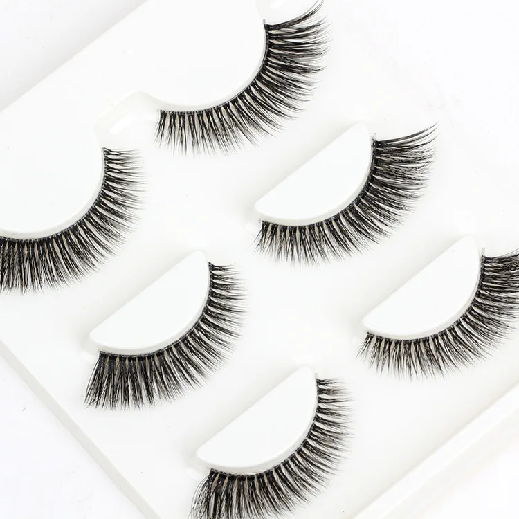 3 пары натуральных черных длинных блестящих перекрестных накладных ресниц