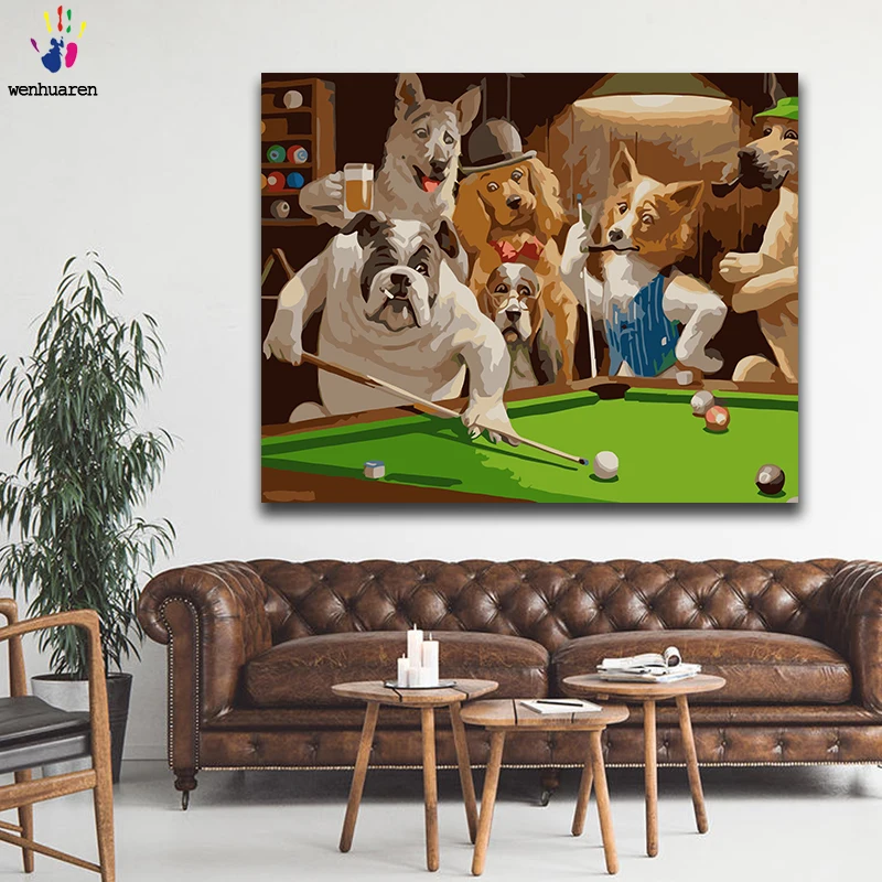 Diy краски по номерам картины с комплектами собак в Play Персонификация прекрасная