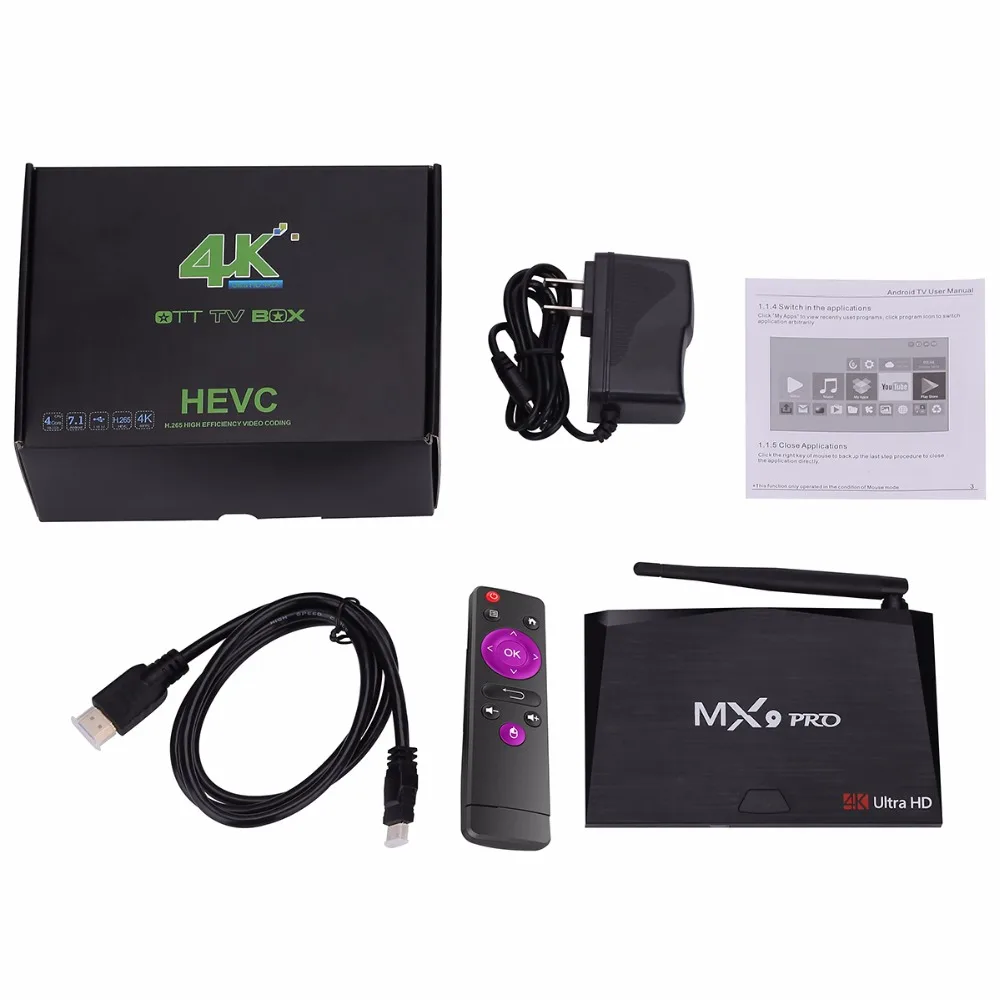 MX9 Pro Android 8 1 ТВ коробка 4 ГБ 32 RK3328 Четырехъядерный K VP9 3D 2 4G 5G WiFi Bluetooth Pk x96max