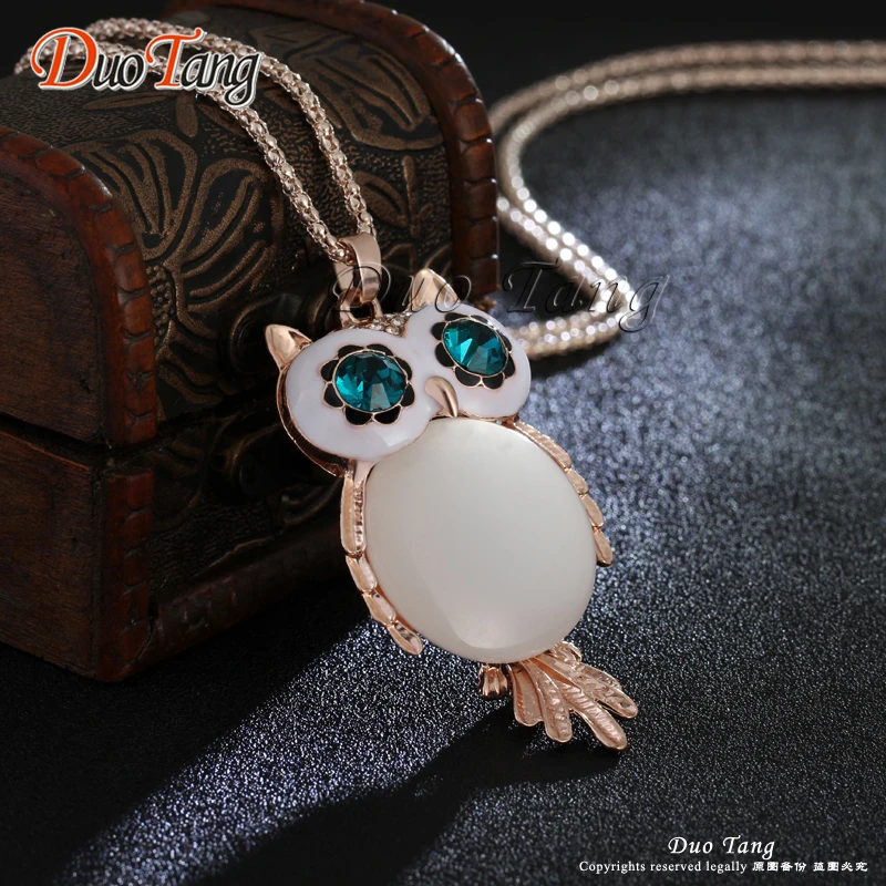 2 цвета Трендовое ожерелье с совой модное ювелирное изделие со стразами и