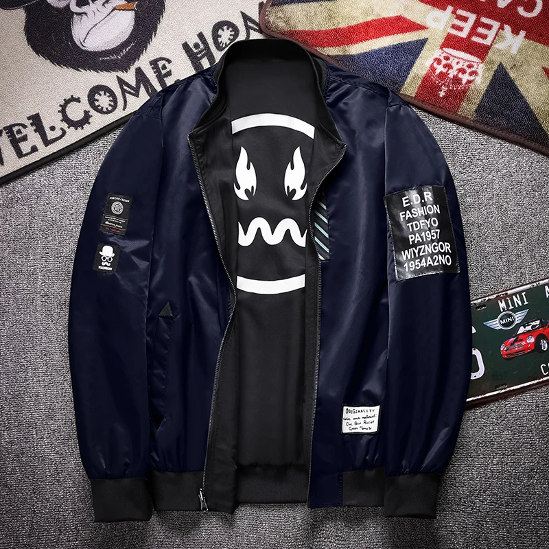 Мужская двусторонняя куртка 2019 весна осень Новая повседневная Двусторонняя