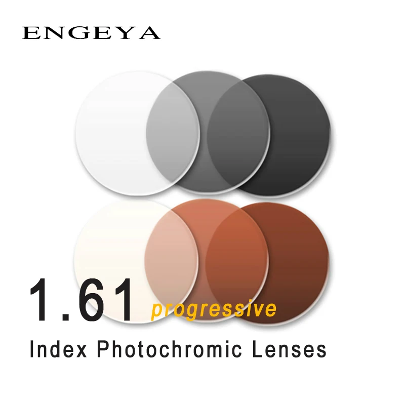 

1.61 Index Prescription Progressive Photochromic Lenses UV400 Transition Grey Brown Lenses for Optical Sunglasses Lens