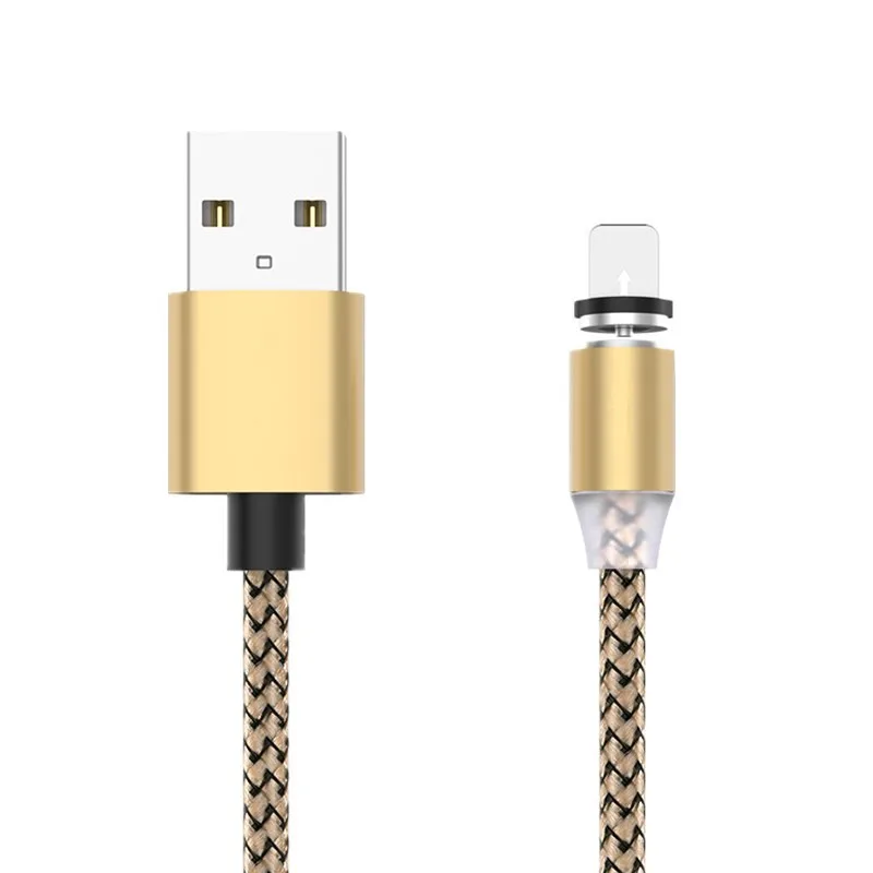 Gold for iPhone Магнитный USB кабель 1 м провод для быстрой зарядки для iPhone кабель для samsung S8 S9 S10 5G Plus Redmi Note 4 5 6 7 Pro телефонный провод - Цвет: Gold for iPhone