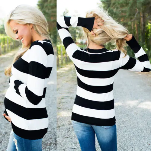 

Casual Women's Loose Long Sleeve Sweatshirt Tops Ladies Striped T-Shirt Feature Female Clothing Autumn Tops