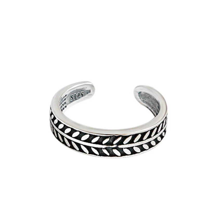 Original 925 Sterling Silver Vintage Carved Olive Leaves Toe Knuckle Tail Open Rings for Party Birthday Christmas | Украшения и