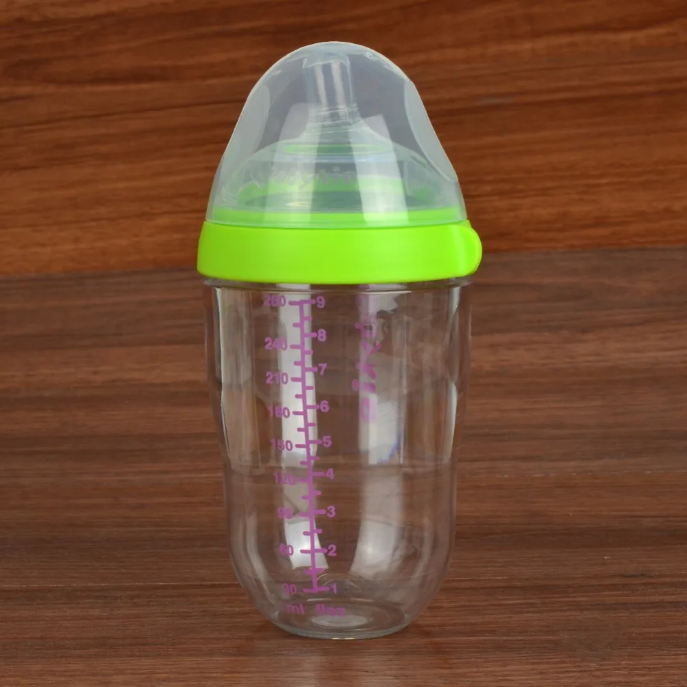 Babykin Tritan Breast Tactility Feeder 280ML(9fI oz) Big Mouth Silicone Baby Bottle with Handle Simulation of Nipple Design |