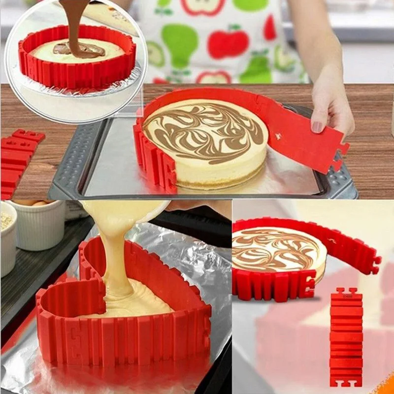 4 Pcs Self Design Silicone Cake Tool Stitch DIY Baking Square Rectangular Round Shape Bakeware Bake Tools | Дом и сад