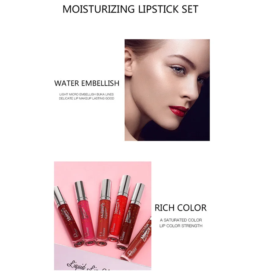 Новый набор жидкой матовой помады сексуальный 6 видов цветов/набор бархатный