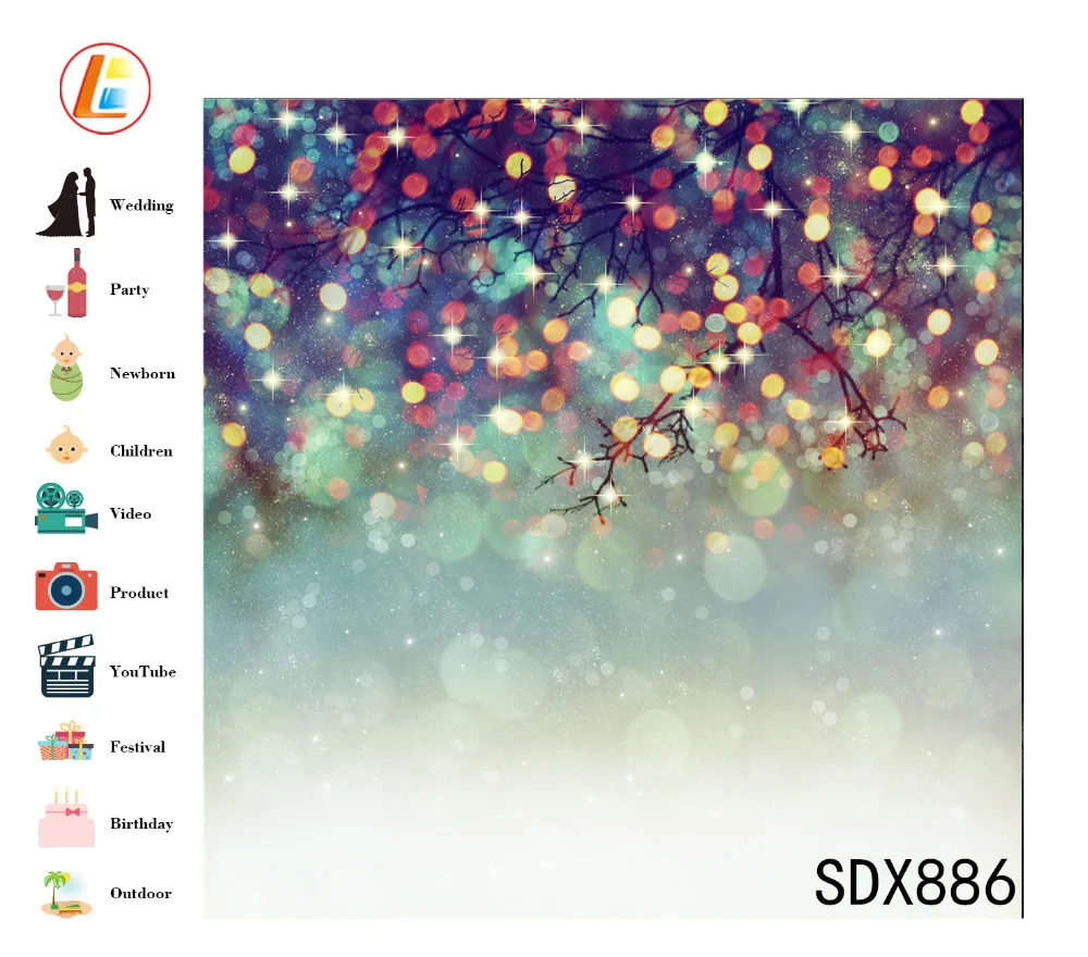 LB полиэстер и винил Рождество светильник боке светящиеся снежинки мечта фоны для